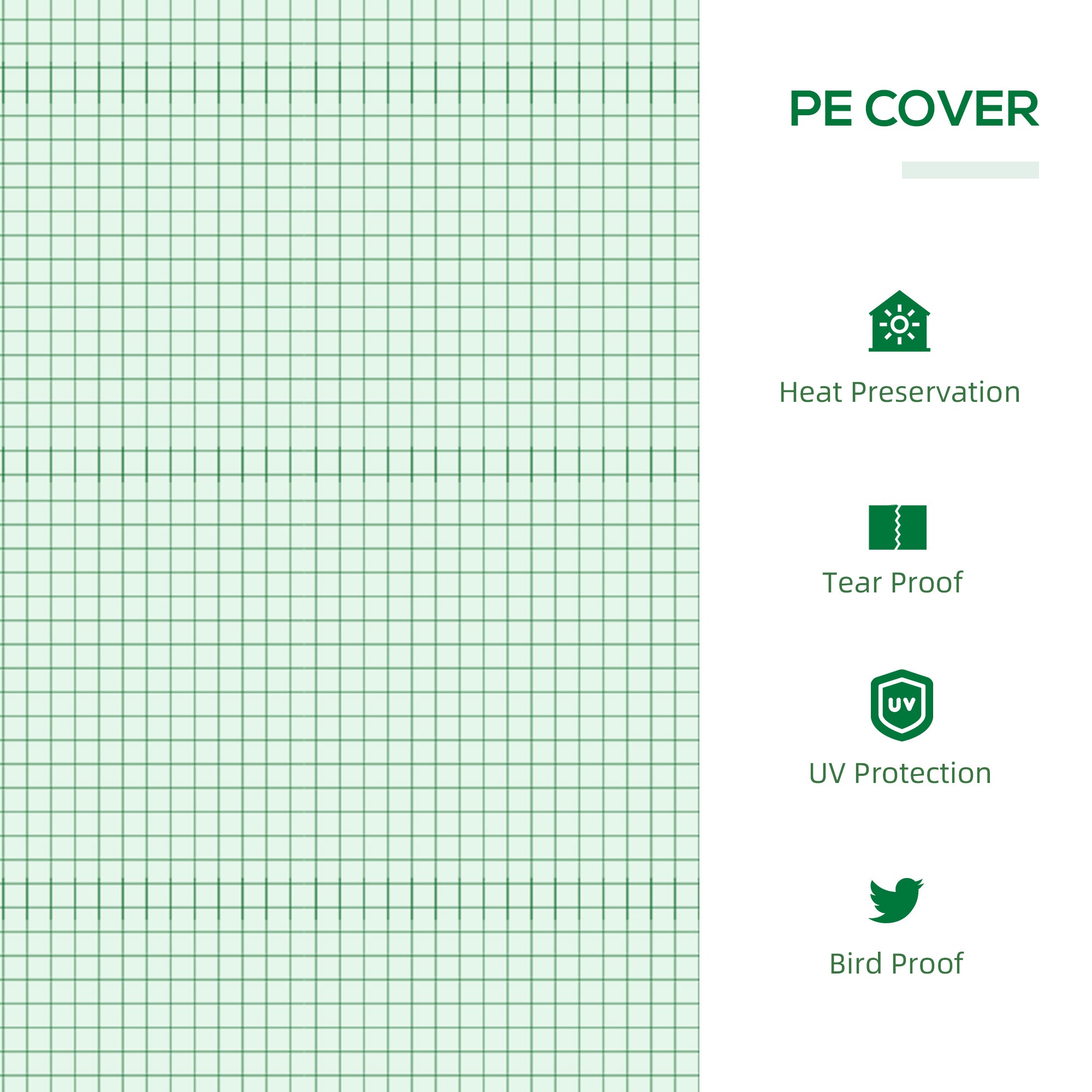 Outsunny Medium Greenhouse, Small Plant Grow House for Outdoor with Durable PE Cover, Observation Windows, 180 x 60 x 60 cm, Green - anydaydirect