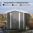 Outsunny 7 x 4ft Garden Shed, Easy to Assemble, Upgraded Galvanised Steel Frame with Foundation Kit, Double Doors with Lock, Outdoor Metal Shed with Vents and Gloves, Garden Storage Shed, Light Grey - anydaydirect