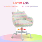 Vinsetto Unicorn Home Office Chair, Height Adjustable Fluffy Desk Chair with Armrests and Swivel Wheels, Colourful - anydaydirect