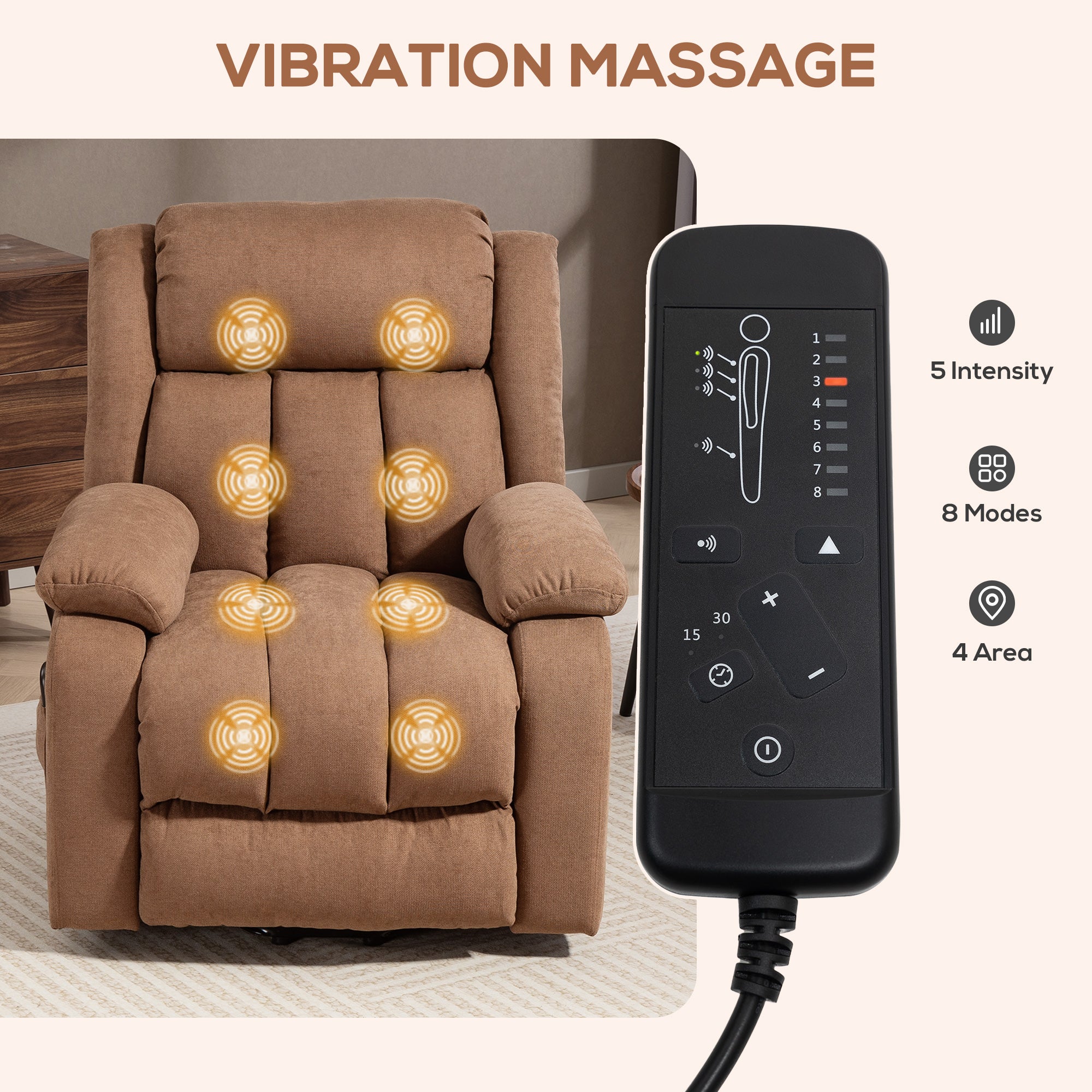 HOMCOM Power Lift Recliner Chair with Massage, Overstuffed Lift Chair for Elderly with Footrest, Remote and Side Pocket, Brown - anydaydirect