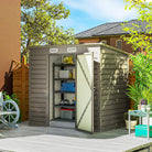 Outsunny 4 x 6ft Galvanised Metal Garden Shed, with Locking Door - Grey - anydaydirect