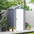 Outsunny 4 x 3ft Garden Shed with Foundation Kit, Polypropylene Outdoor Storage Tool House with Ventilation Slots and Lockable Door, Grey - anydaydirect