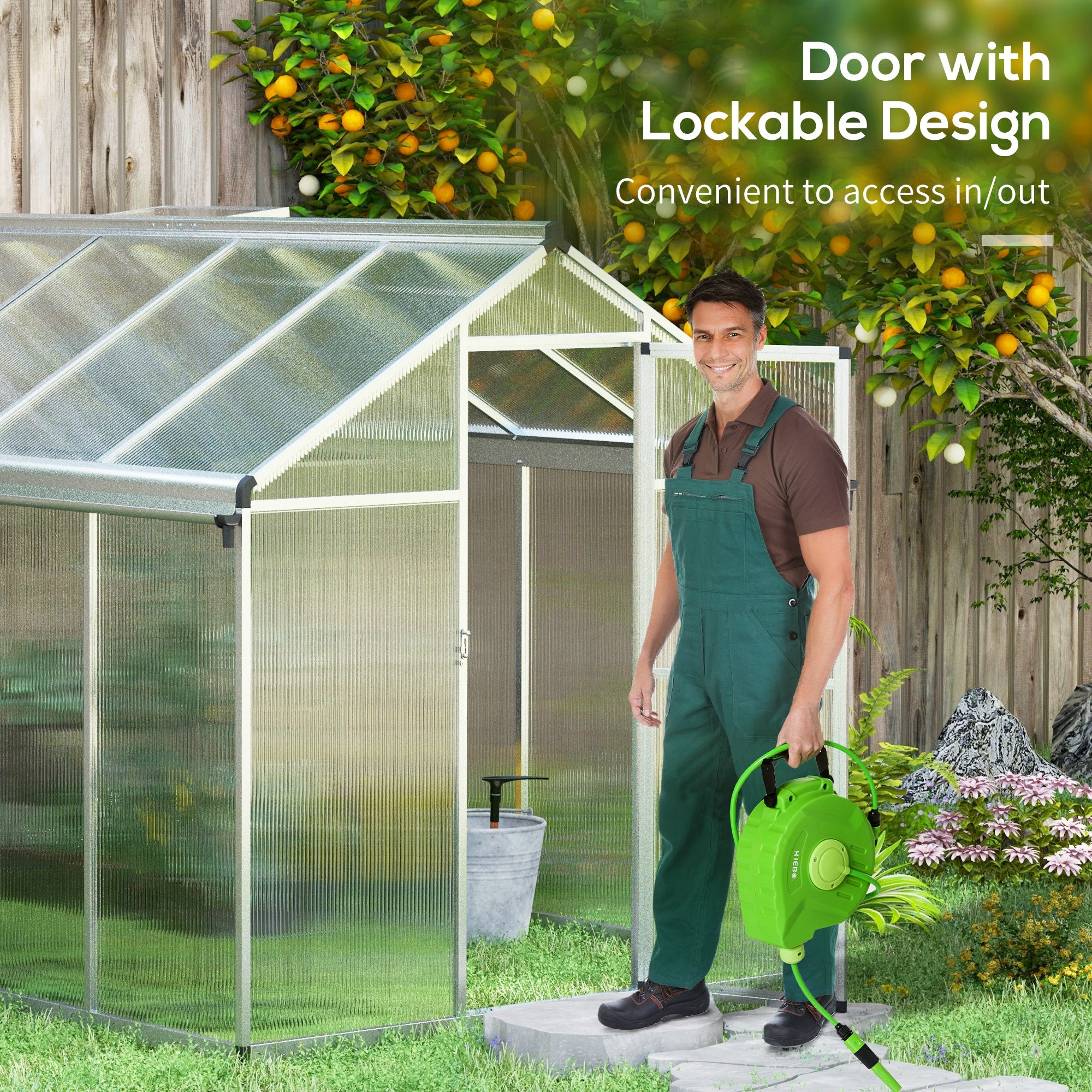 Outsunny 10 x 6ft Aluminium Frame Walk-In Greenhouse, with Foundation - anydaydirect