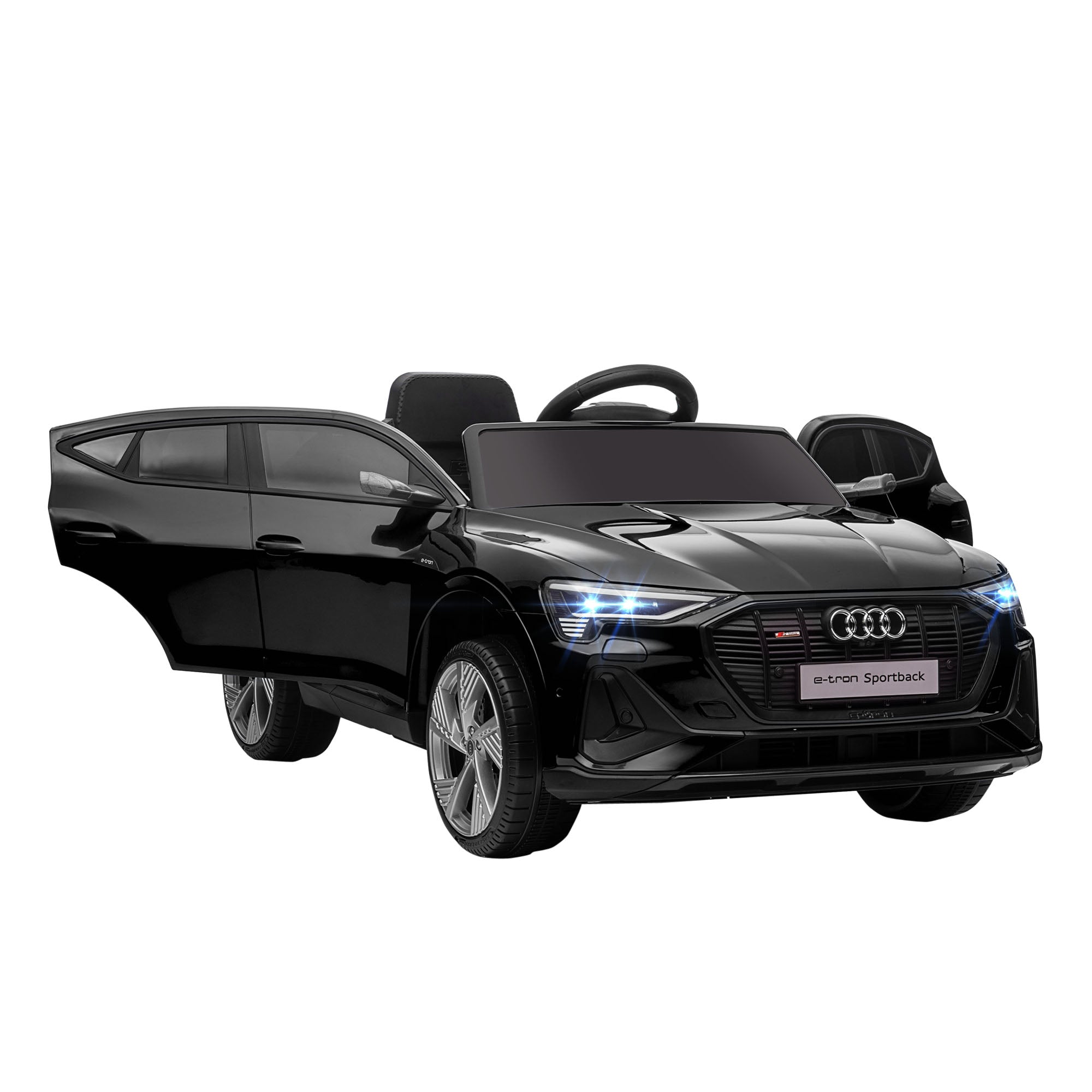 HOMCOM 12V Audi E-tron Licensed Ride On Car, Two Motors Battery Powered Toy with Remote Control, Lights, Music, Horn, Black - anydaydirect