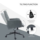 HOMCOM Linen Computer Chair with Armrest, Modern Swivel Chair with Adjustable Height, Dark Grey - anydaydirect
