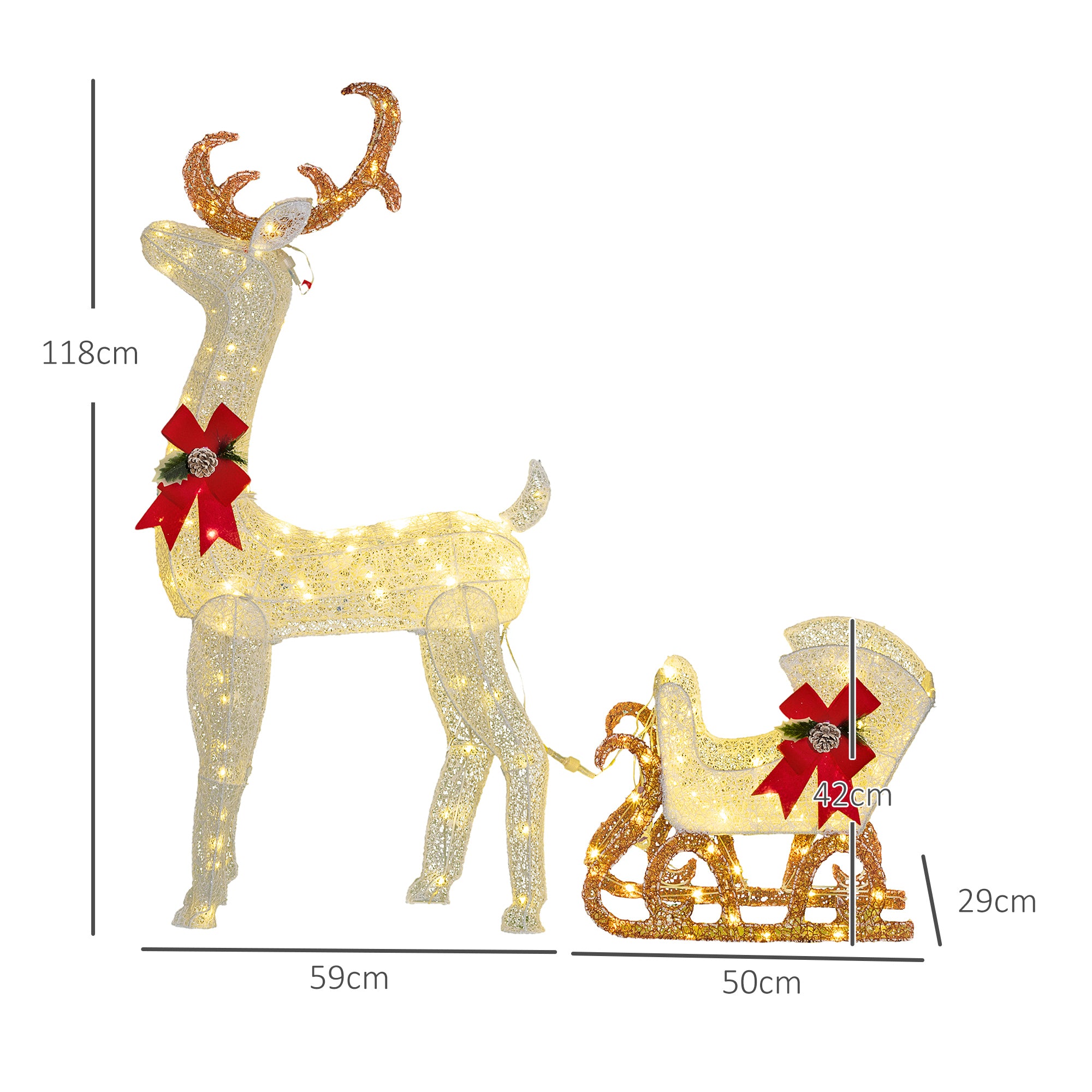 Outsunny 170 LED Light Reindeer and Sleigh Christmas Decoration - anydaydirect