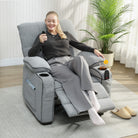 HOMCOM Electric Massage Recliner Armchair with Vibration, Heat, Whisper-Quiet Motor, Memory Function, Velvet Power Reclining Chair with Spring Pack, USB Port, Footrest, Side Pocket, Cup Holders, Grey - anydaydirect