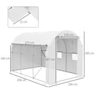Outsunny 296 x 196cm Steel Frame Polytunnel Greenhouse - White - anydaydirect