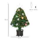 HOMCOM 2FT Pre-lit Artificial Christmas Tree Tabletop Multicoloured Fibre Optic Xmas Decoration w/ LED Lights Pot Table Desk - Green - anydaydirect