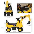 HOMCOM Licensed CAT Kids Ride on Digger Excavator with Manual Bucket, Toddler Pretend Construction Play Toy with Horn Under Seat Storage - anydaydirect