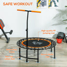 HOMCOM 40" Fitness Trampoline with Adjustable Handle, Rebounder Trampoline Mini Jumper for Indoor Exercise Workout, Support Up to 100kg, Orange - anydaydirect