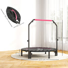 HOMCOM 48" Foldable Mini Fitness Trampoline, with Adjustable Foam Handle, Pink - anydaydirect