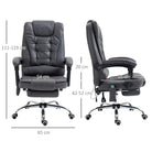 Vinsetto Heated 6 Points Vibration Massage Executive Office Chair Adjustable Swivel Ergonomic High Back Desk Chair Recliner with Footrest Dark Grey - anydaydirect