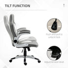 Vinsetto Computer Gaming Chair, Office Desk Swivel Chair, PU Leather Racing Chair with 90° Flip-up Armrest, Adjustable Height and Rolling Wheels, Grey - anydaydirect
