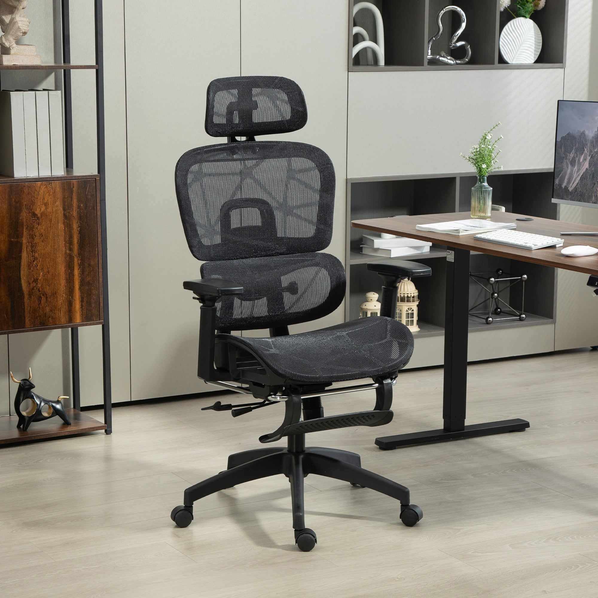 HOMCOM Multi-Adjustable Mesh Office Chair - Black - anydaydirect