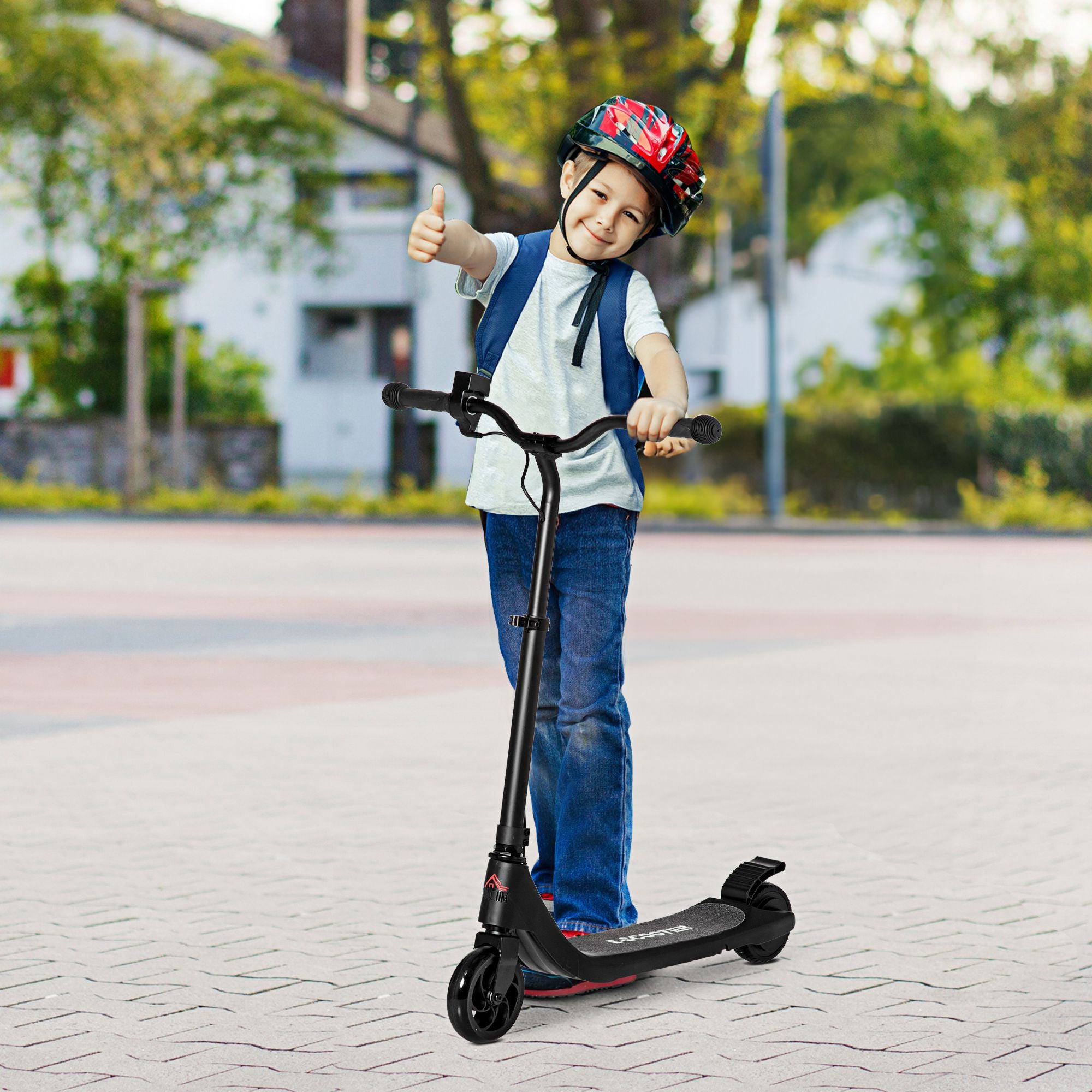 HOMCOM Electric Scooter, 120W Motor E-Scooter w/ Battery Display, Adjustable Height, Rear Brake for Ages 6+ Years - Black - anydaydirect