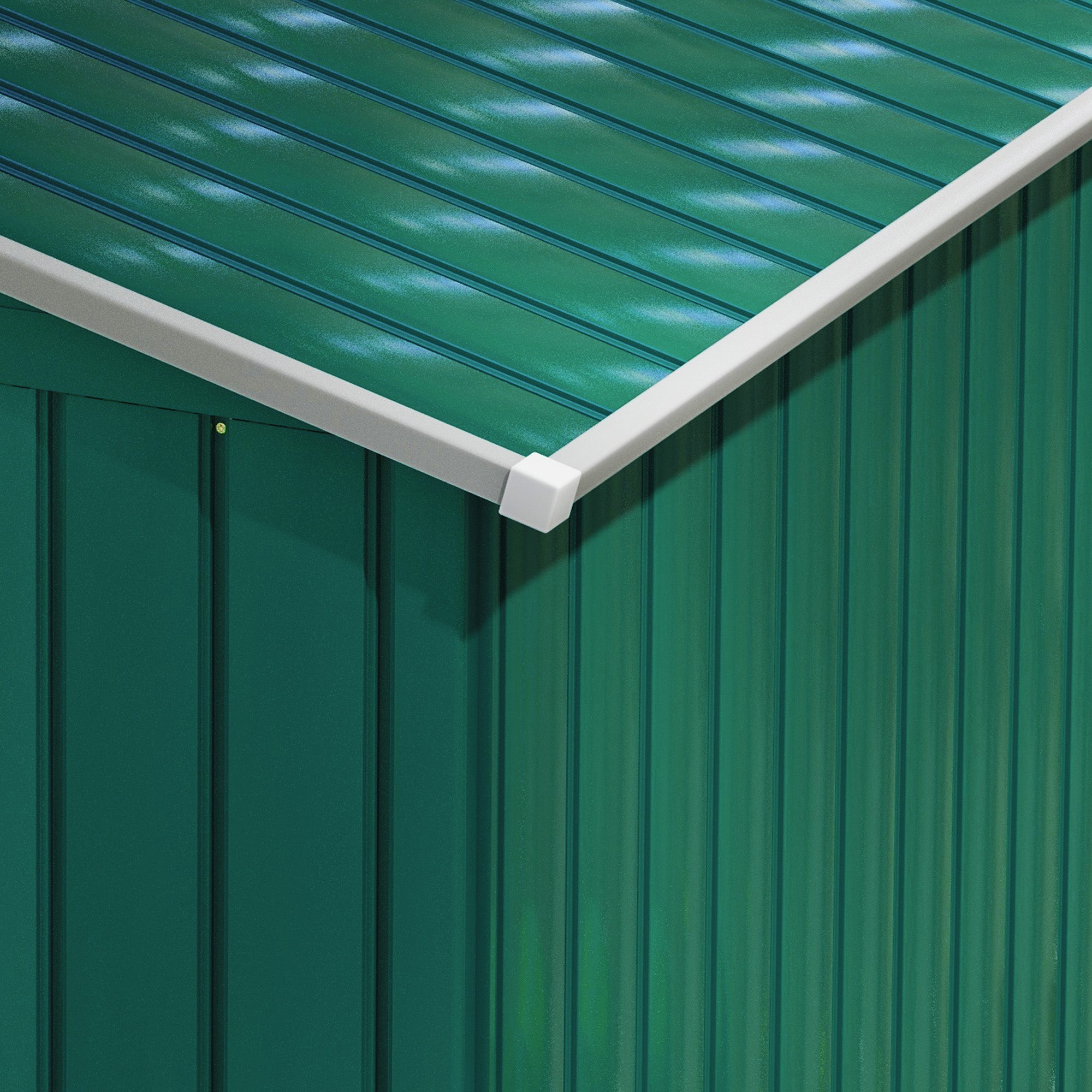 Outsunny 7ft x 4ft Lockable Garden Shed Large Patio Roofed Tool Metal Storage Building Foundation Sheds Box Outdoor Furniture, Green - anydaydirect