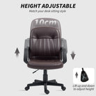 HOMCOM Swivel Executive Chair PU Leather Computer Desk Chair, Dark Brown - anydaydirect