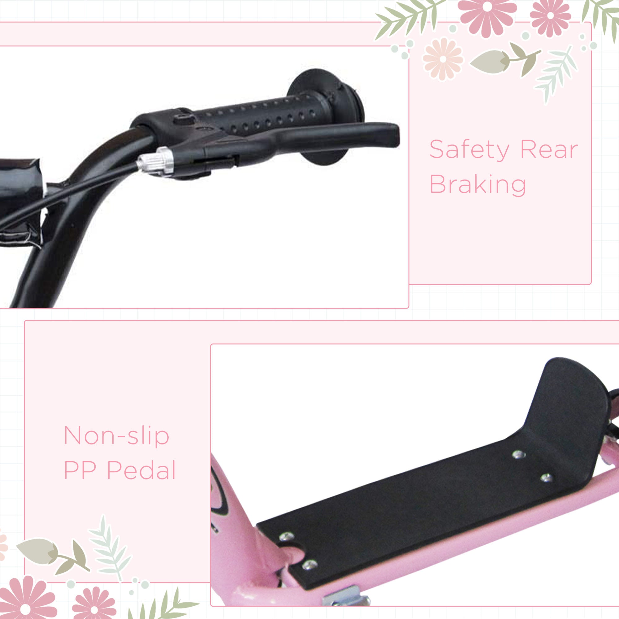 HOMCOM Teen Push Scooter Kids Children Stunt Scooter Bike Bicycle Ride On 12" EVA Tyres, Pink - anydaydirect