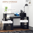 HOMCOM Computer Desk with Drawers and Storage Shelves, Reception Desk, Study Workstation for Home Office, 137 x 55 x 92cm, Black - anydaydirect