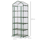 Outsunny 5 Tier Mini Greenhouse Outdoor Flower Stand Green House PVC Cover Portable Shed Metal Frame Transparent 69 x 49 x 193cm - anydaydirect