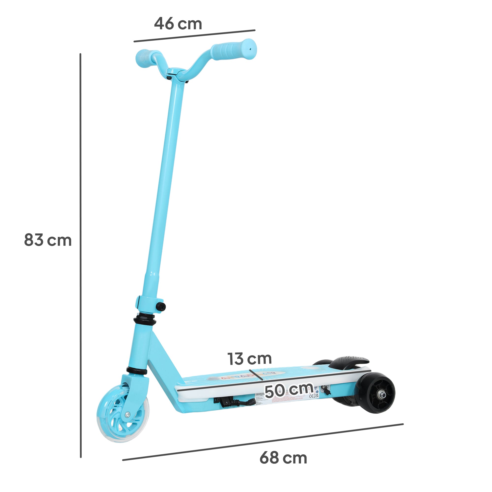 AIYAPLAY Electric Scooter for Kids Ages 4-7, with Auxiliary Rear Wheels, Flashing LED Light and Electric Brake, Kids Electric Scooter for Boys Girls, 6 KM/H & 8 KM, Blue - anydaydirect