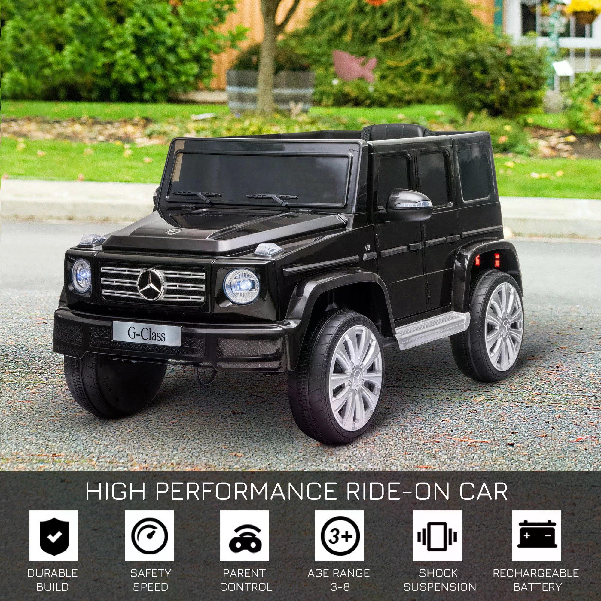 HOMCOM Compatible 12V Battery-powered Kids Electric Ride On Car Mercedes Benz G500 Toy w/ Parental Remote Control Music Lights MP3 Wheels - anydaydirect