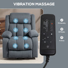 HOMCOM Power Lift Recliner Chair with Massage, Overstuffed Lift Chair for Elderly with Footrest, Remote and Side Pocket, Grey - anydaydirect