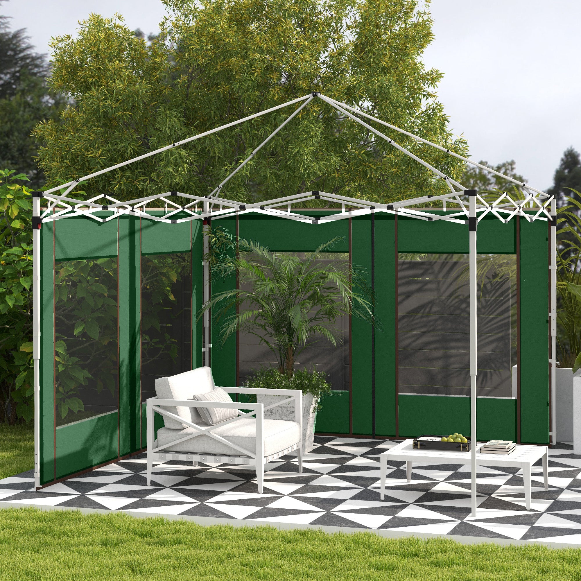 Outsunny Set of Two 295cm Replacement Canopy Walls - Green - anydaydirect