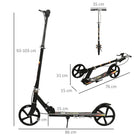 HOMCOM Kids Scooter, Toddler Foldable Kick Scooter with Adjustable Height Brake for Boys and Girls 7-14 Years, Black - anydaydirect