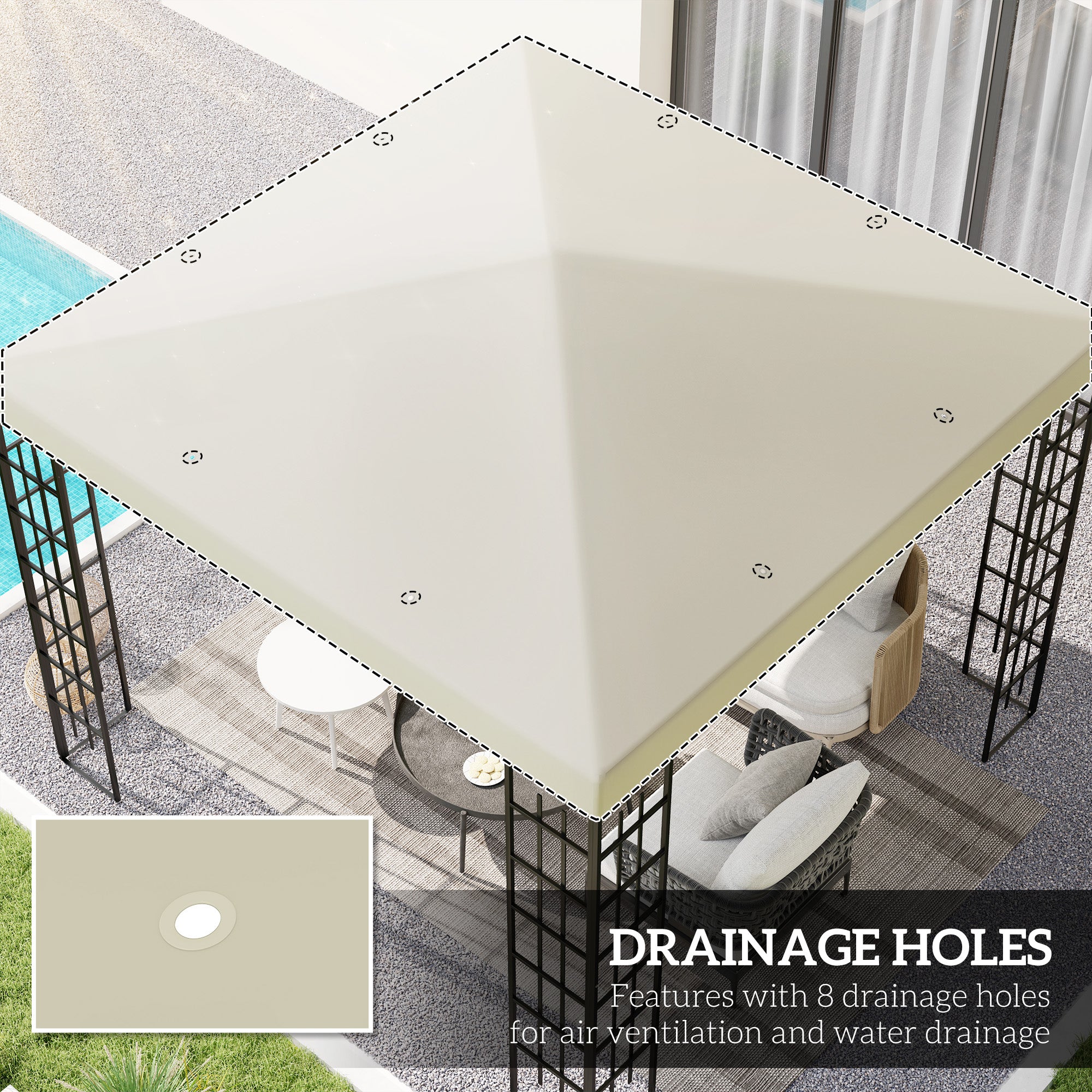 Outsunny 3 x 3(m) Gazebo Frame Replacement - Cream - anydaydirect