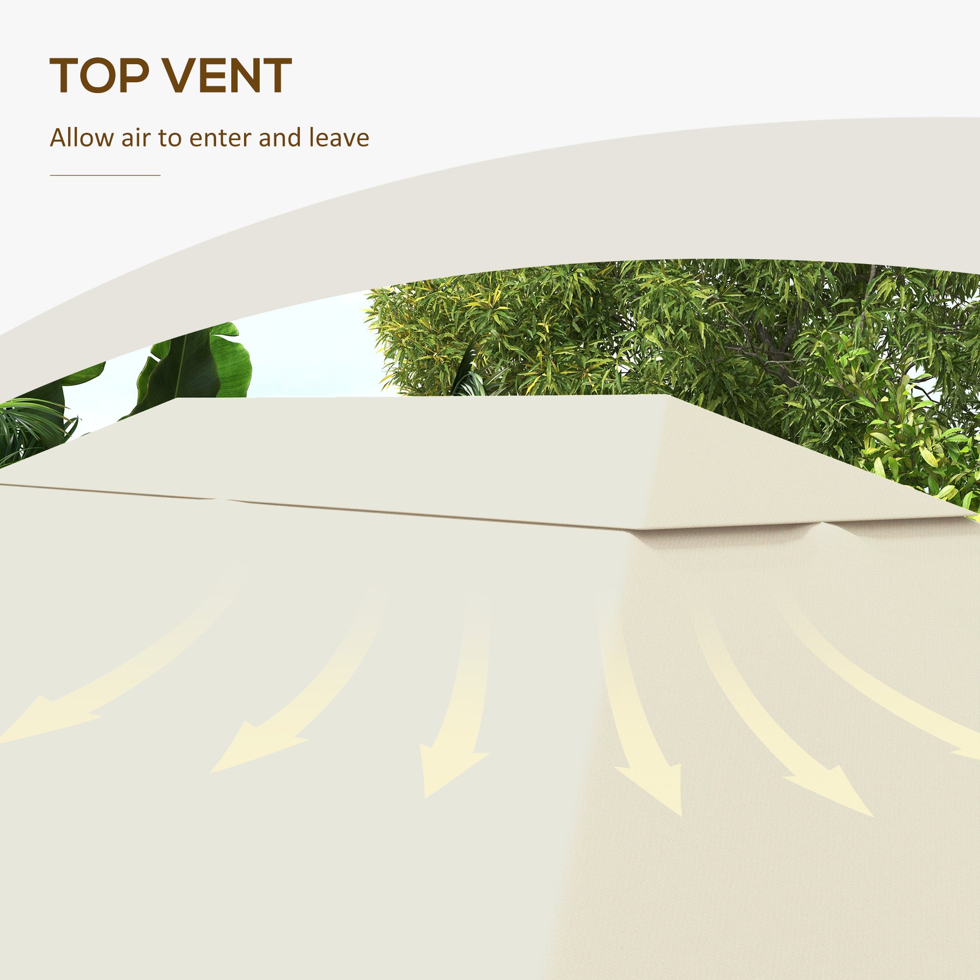Outsunny 3 x 4m Gazebo Canopy Replacement Cover, Gazebo Roof Replacement (TOP COVER ONLY), Cream White - anydaydirect