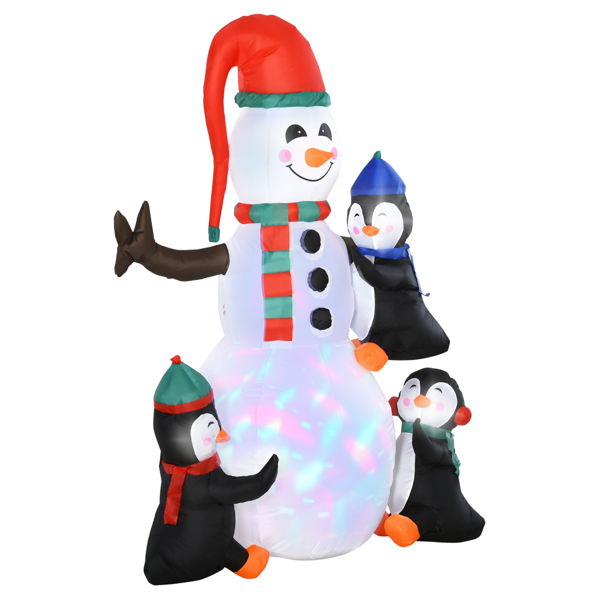 HOMCOM Christmas Inflatable Snowman and Penguins Outdoor Home Seasonal Decoration w/ LED Light - anydaydirect