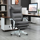 Vinsetto Vibration Massage Office Chair with Heat, Ergonomic Computer Desk Chairs, Faux Leather Desk Chair with Footrest, Armrest and Reclining Backrest, Charcoal Grey - anydaydirect