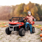 HOMCOM 12V Two-Seater Kids Electric Ride-On Car, with Electric Bucket, Remote Control - Red - anydaydirect