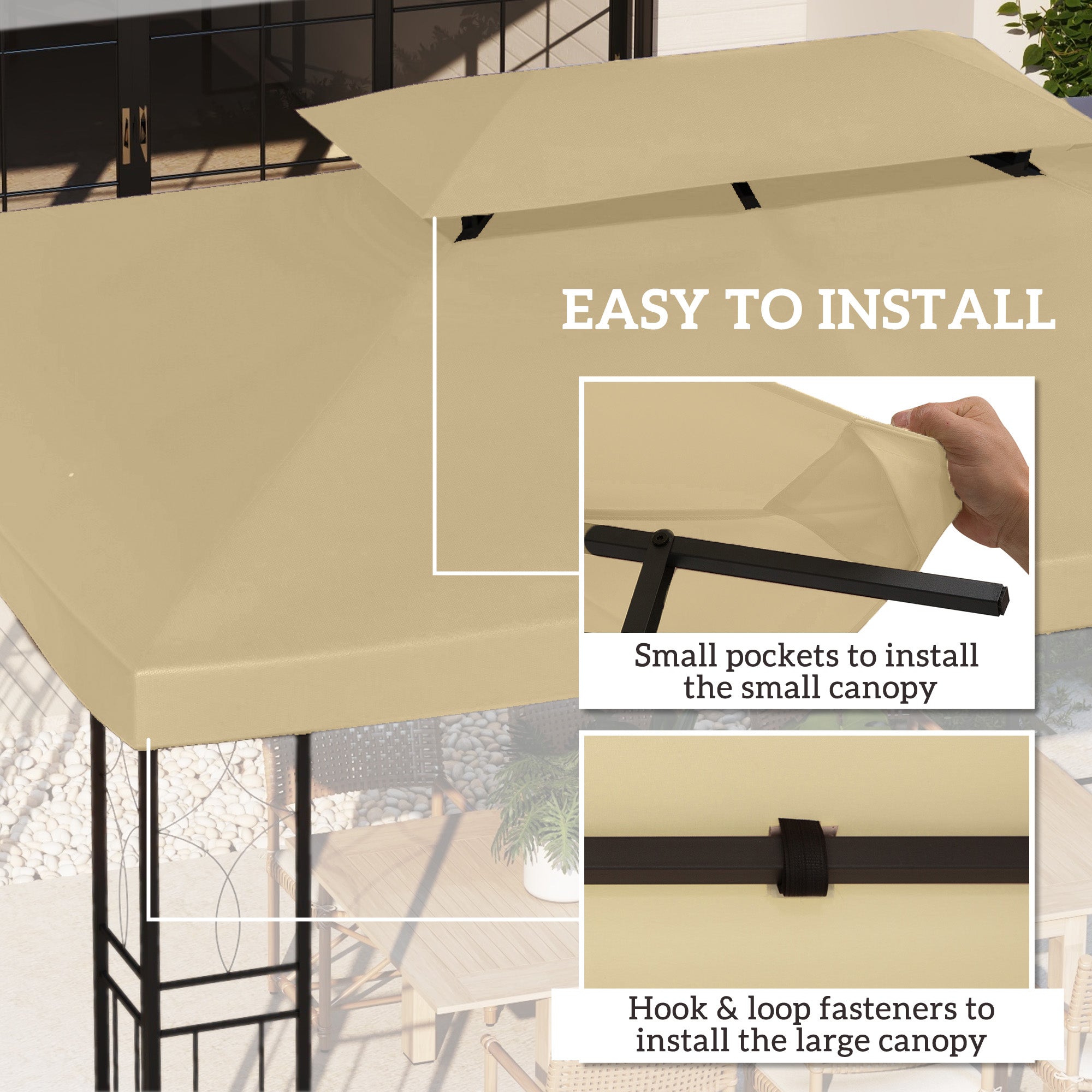 Outsunny Gazebo Roof Replacement, for 3 x 4m Frames - Cream - anydaydirect
