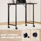 HOMCOM Folding Small Desk on Wheels - Black Wood Effect - anydaydirect