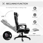Vinsetto Computer Gaming Chair, Racing Desk Chair with Lumbar Support and Footrest, PU Leather Gamer Chair with Headrest and Swivel Wheels for Home, White - anydaydirect