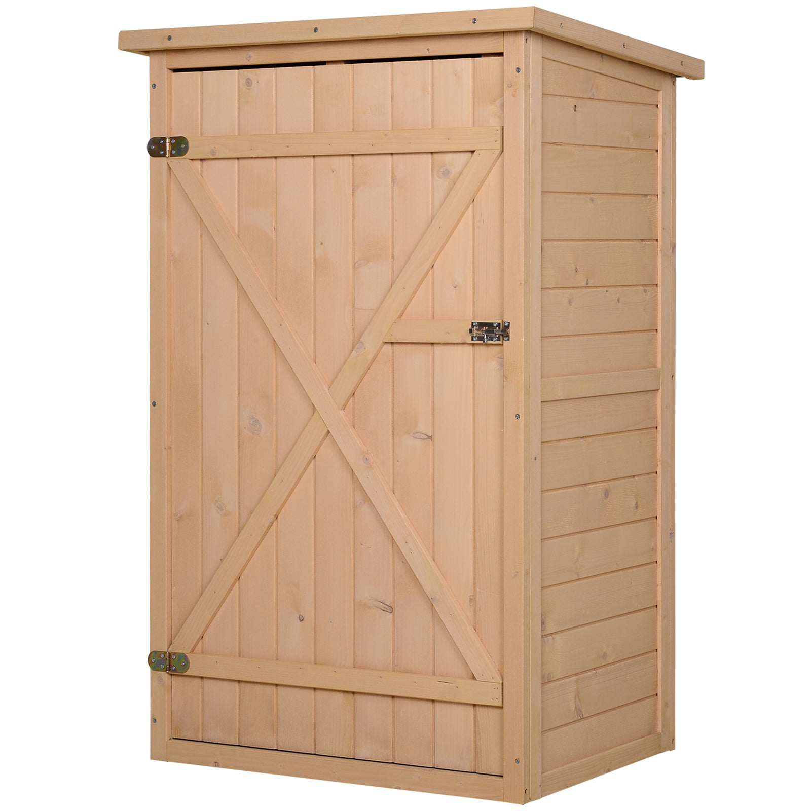 Outsunny Wooden Garden Storage Shed Fir Wood Tool Cabinet Organiser with Shelves 75L x 56W x115Hcm - anydaydirect