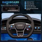 HOMCOM Audi Licensed Kids Electric Ride On Car w/ Parental Remote Control, 12V Battery Powered Toy w/ Suspension, Lights, Music, Blue - anydaydirect