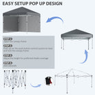 Outsunny 3 x 3 (M) Pop Up Gazebo, UPF 30+ with 2 Sidewalls, Leg Weight Bags and Wheeled Bag, Height Adjustable Party Tent Event Shelter for Garden, Patio, Dark Grey - anydaydirect
