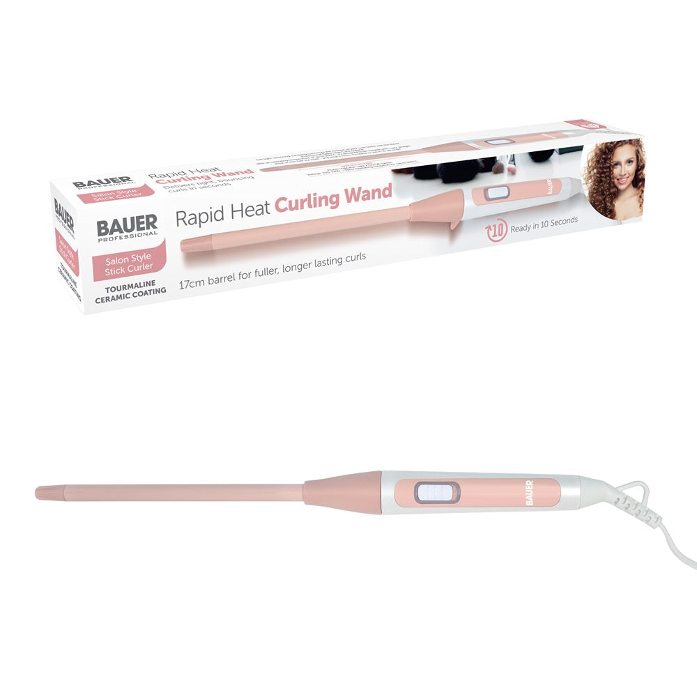 Bauer 17mm Barrel Hair Curling Tong - Quick Heat Pink - anydaydirect