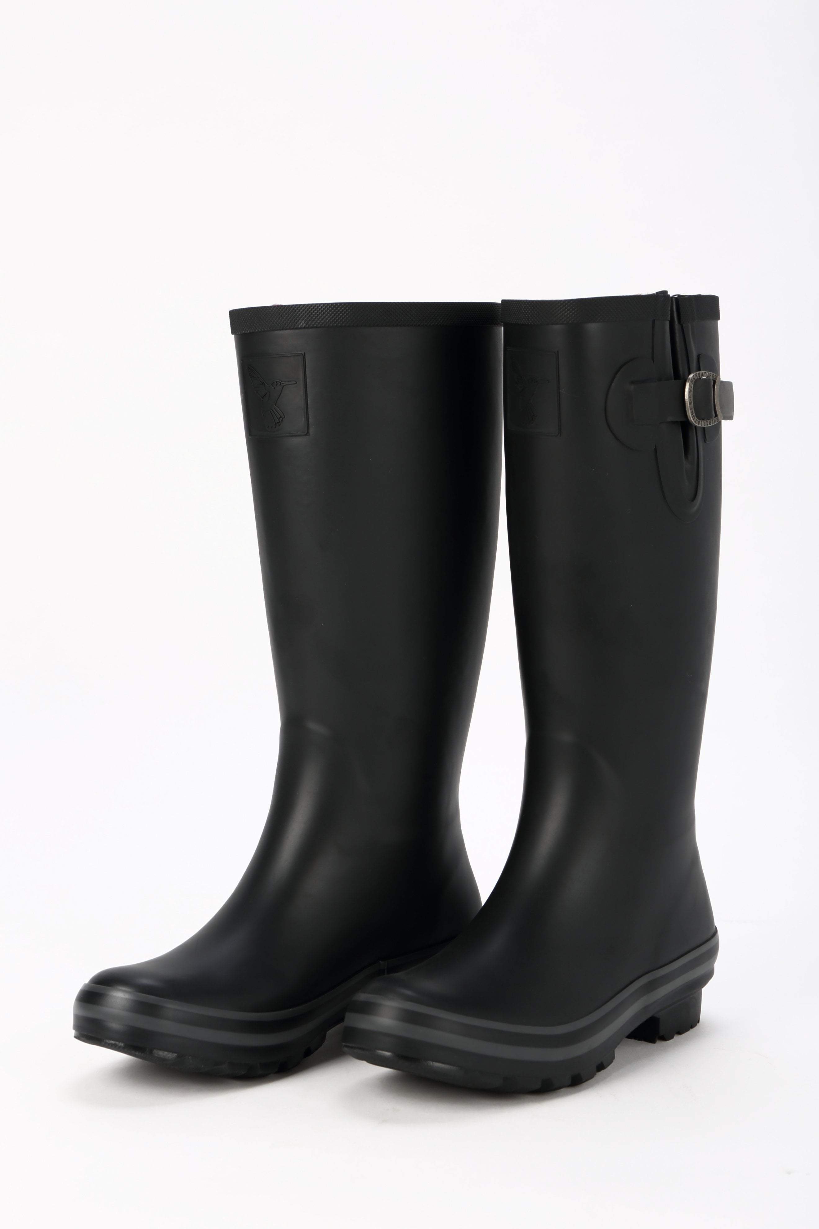 Evercreatures All Black Plain Tall Wellies - anydaydirect
