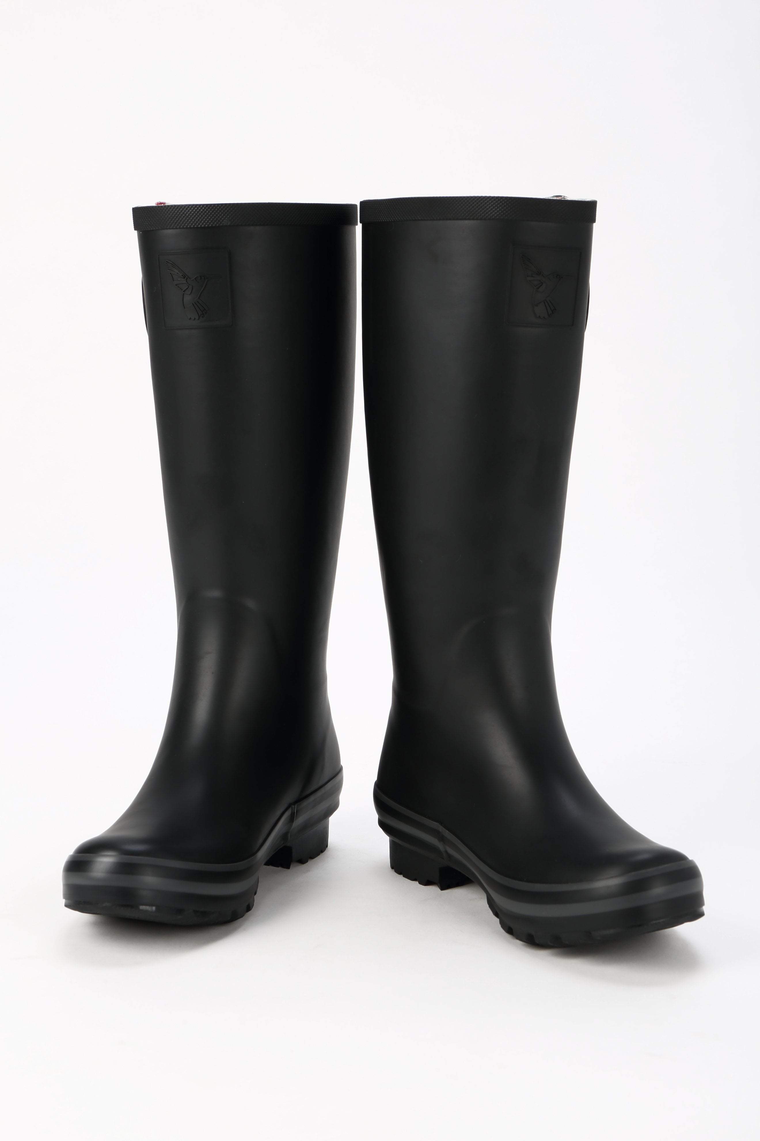 Evercreatures All Black Plain Tall Wellies - anydaydirect