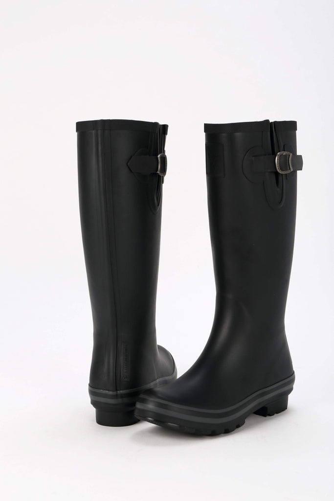 Evercreatures All Black Plain Tall Wellies - anydaydirect