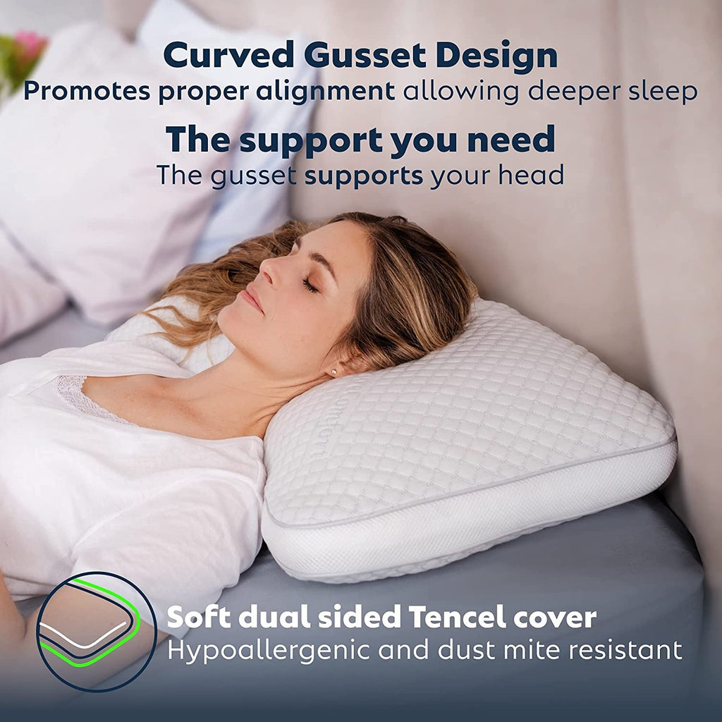 PureComfort Curved Pillow - Adjustable Side Sleeper Pillow for Neck and Shoulder Pain - Cervical Contour Pillow for Sleeping - Memory Foam Loft Pillow for Back or Side Sleepers - anydaydirect