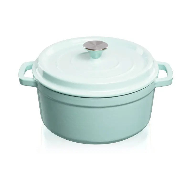 Grandfeu Enamelled Cast Iron Pot in Light Blue, 4.7l. With Lid - anydaydirect