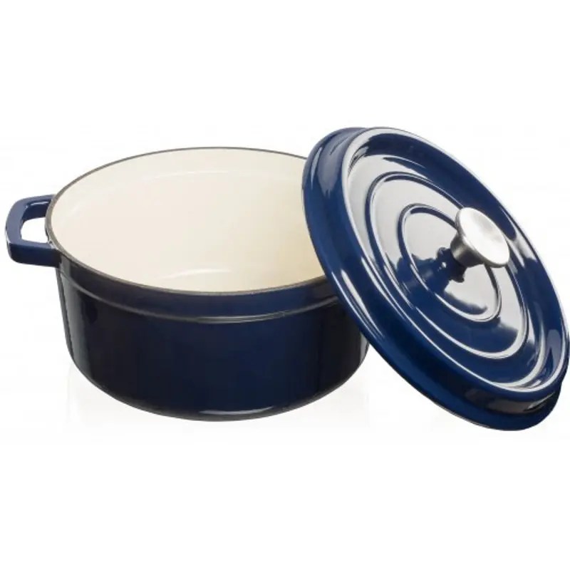 Grandfeu Enamelled Cast Iron Pot in Blue, 4.7l. With Lid - anydaydirect
