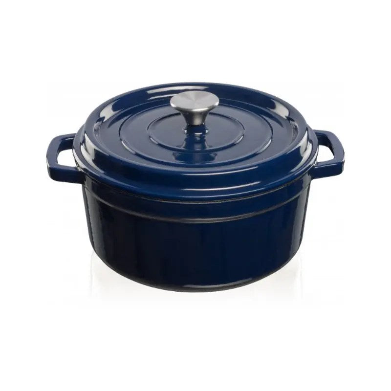 Grandfeu Enamelled Cast Iron Pot in Blue, 4.7l. With Lid - anydaydirect