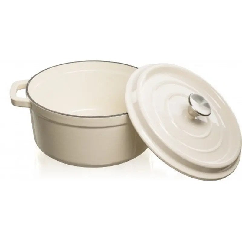Grandfeu Enamelled Cast Iron Pot in White, 4.7l. With Lid - anydaydirect
